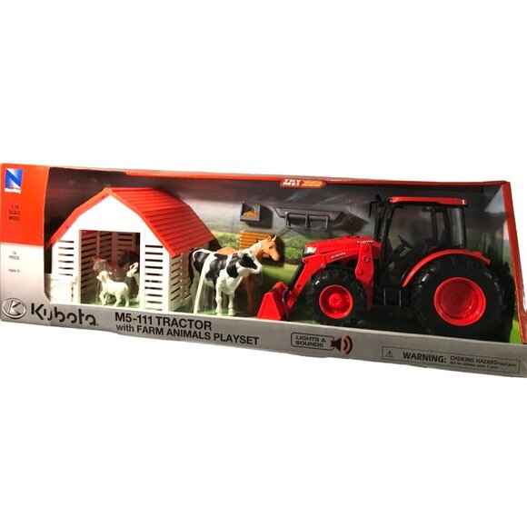 KUBOTA TRACTOR Farm Animals Barn Durable TOY Tractor M5-111Farm Lights Sound A